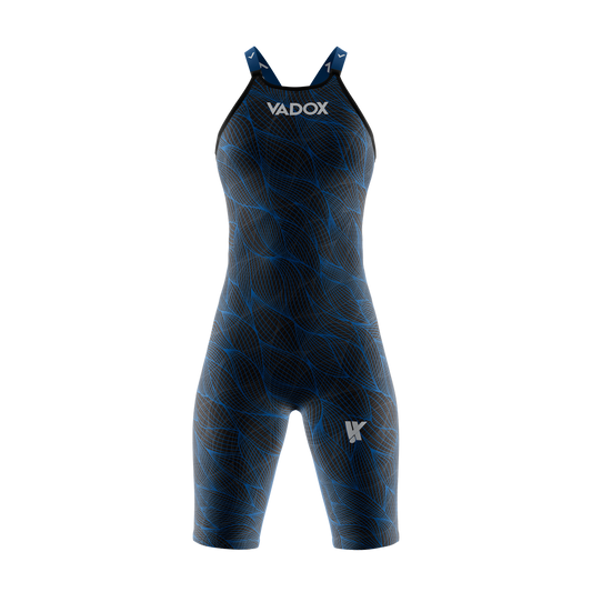 Vadox Women's Competition Swimsuit F14 Closed Back Spazzio Print Blue